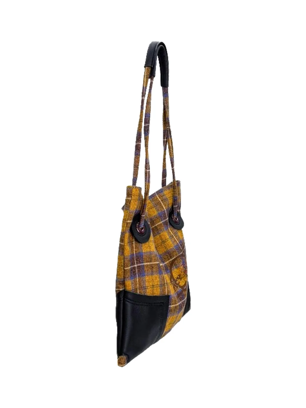 SpicyCapSoul | Plaid Leather Trim Crossbody Tote Bag