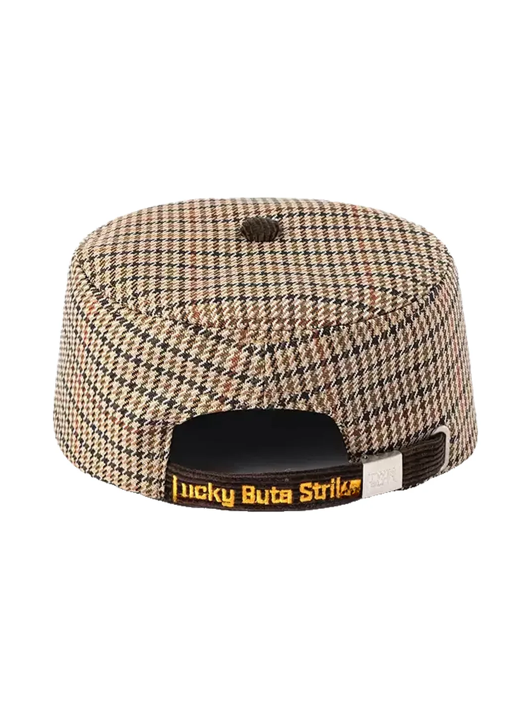TWINBUTA | Houndstooth Corduroy Embroidered Flat Brim Hat