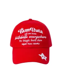 TWINBUTA | Contrast Embroidered Slogan Baseball Cap