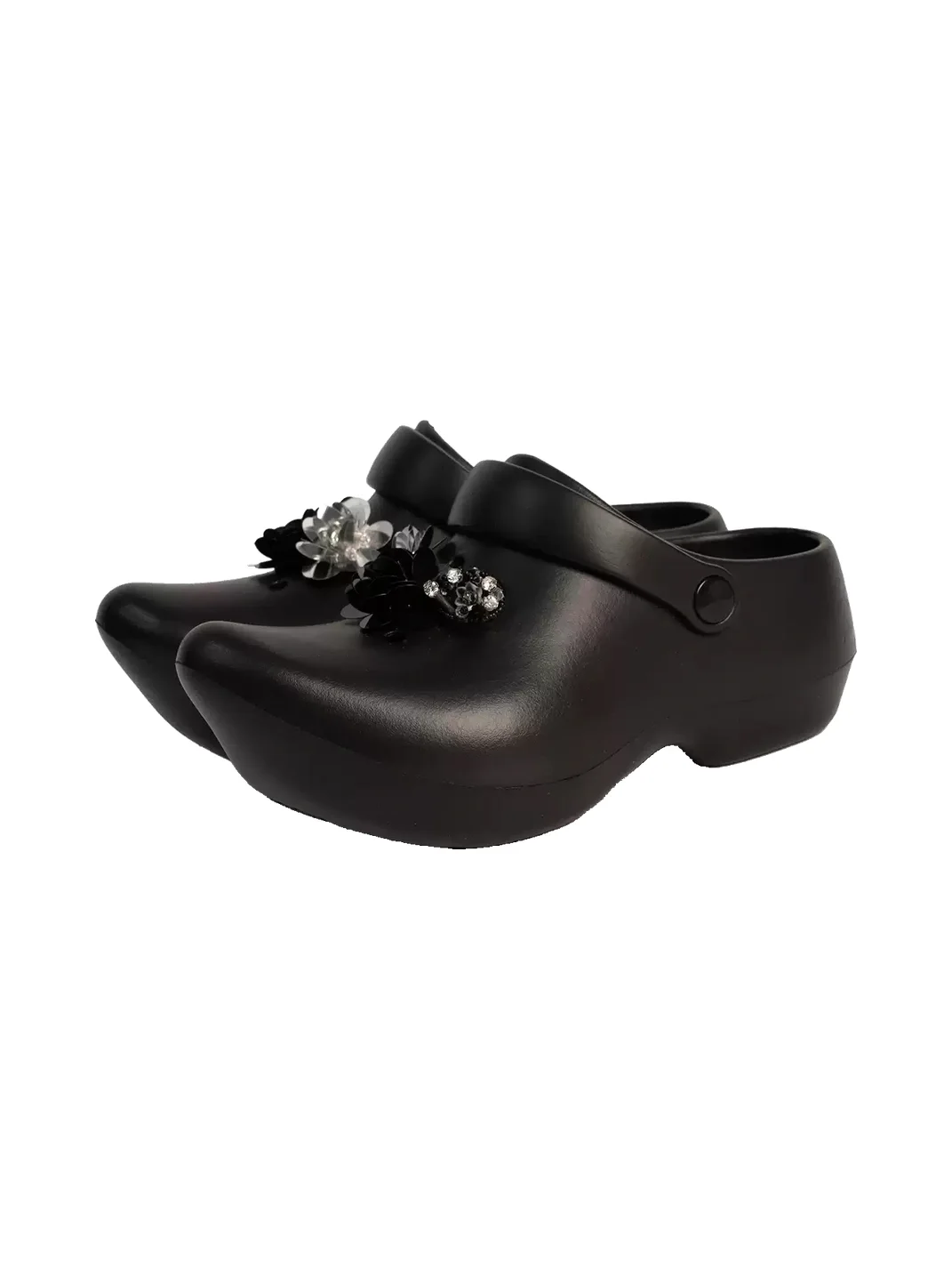ZHUDAGE | Pointed Rhinestone Platform Clog Slippers