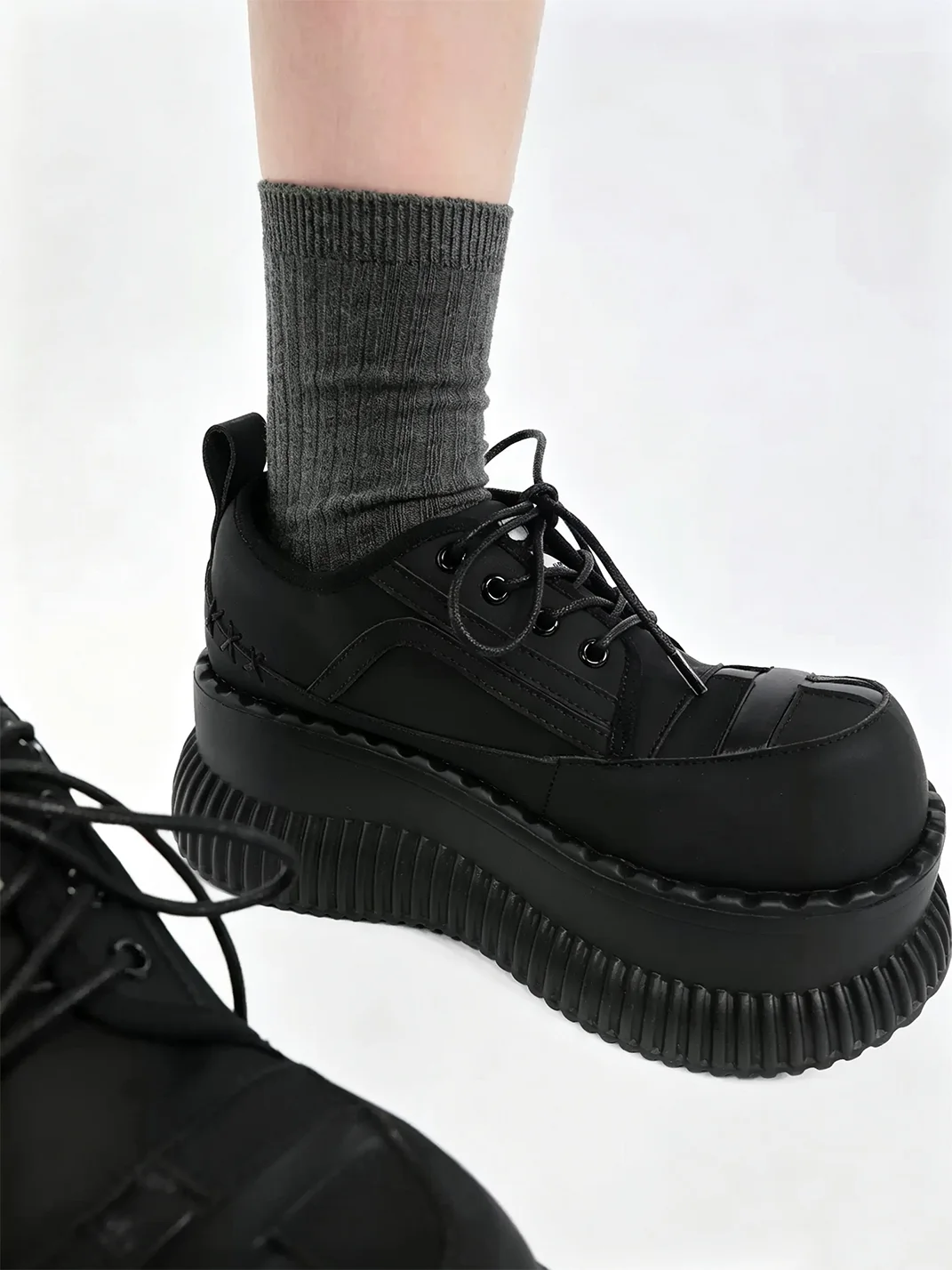 Puppet show | Cross Detail Platform Lace-Up Shoes