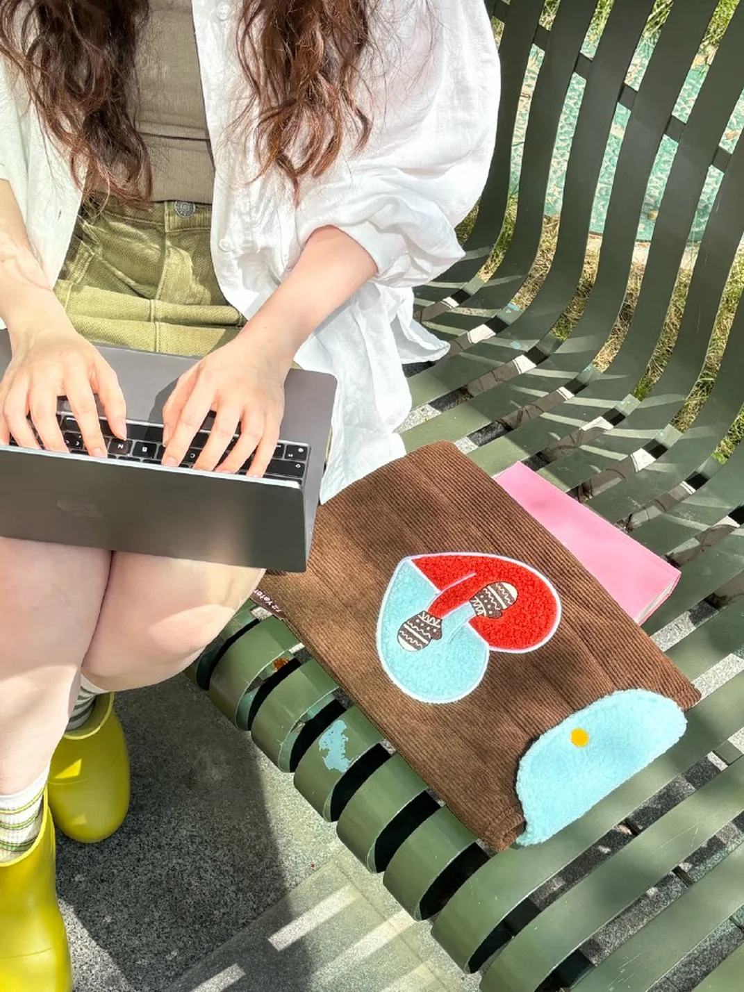 12Yotems | Corduroy Heart Applique Laptop Sleeve