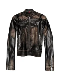DETW | Vintage Punk Studded Stand Collar Cropped Jacket