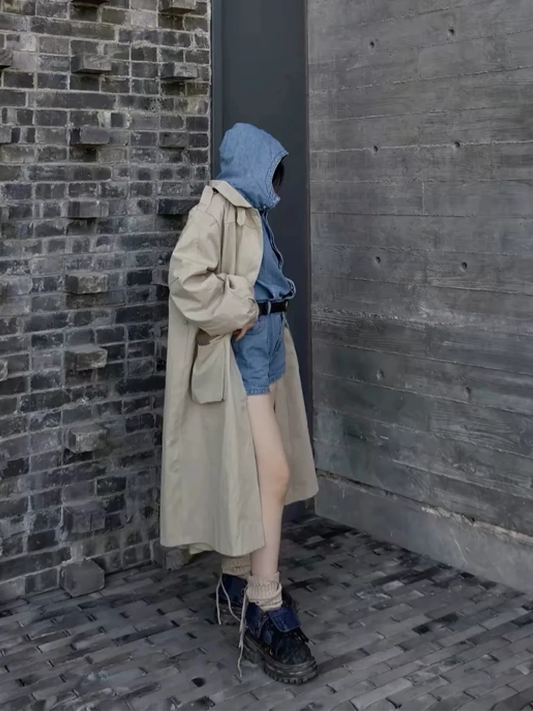 ZHUDAGE | Platform Fold-Over Denim Ankle Boots