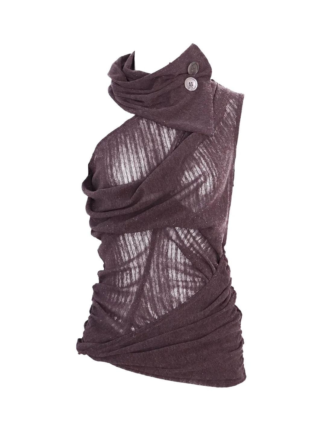 Flowers birds Market | Asymmetric High Neck Ruched Knit Tank Top