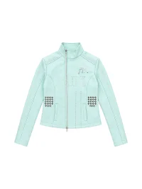 PAIKI | Studded Music Note Cropped PU Jacket
