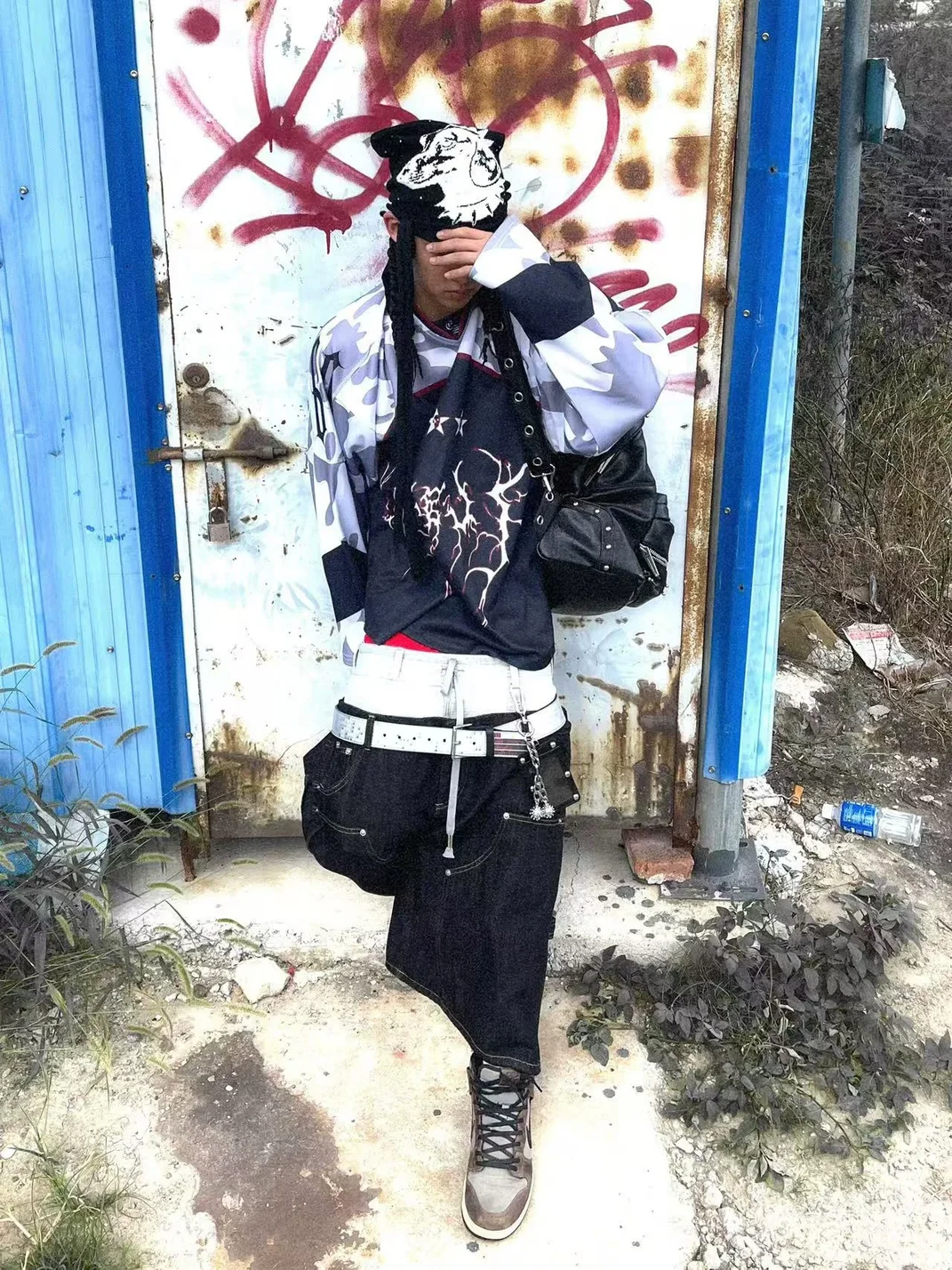 FromTheErebus | Sanskrit Print Camouflage Long Sleeve Hockey Jersey