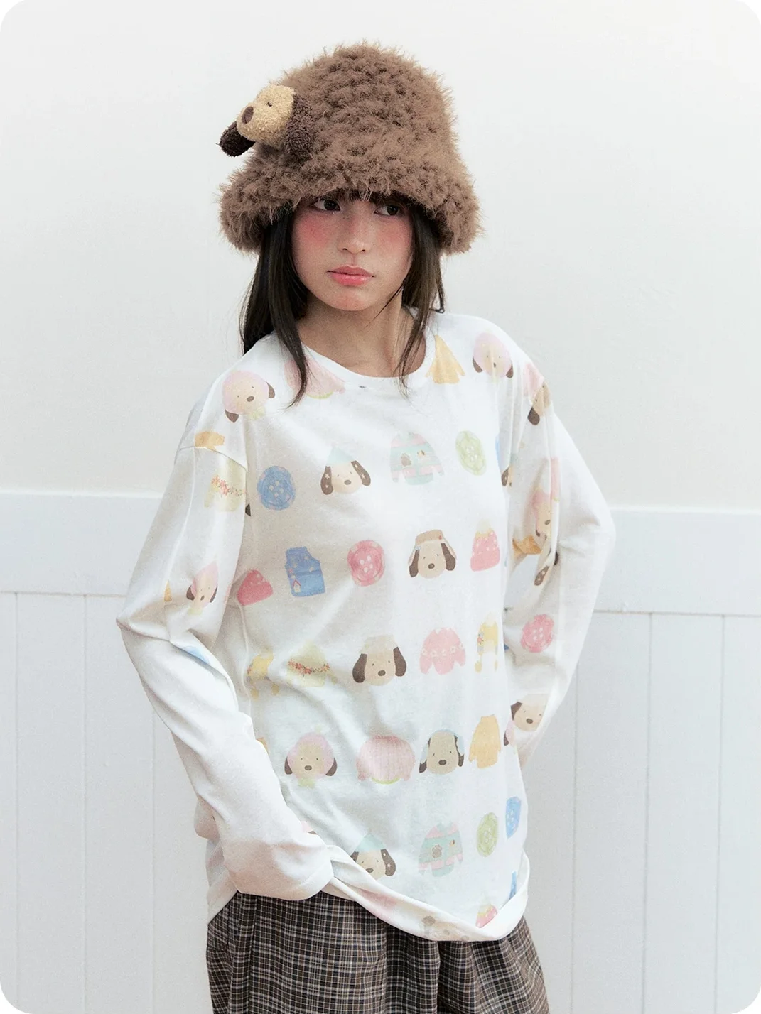 OhTODOG | Loose Dog Print Long Sleeve T-Shirt
