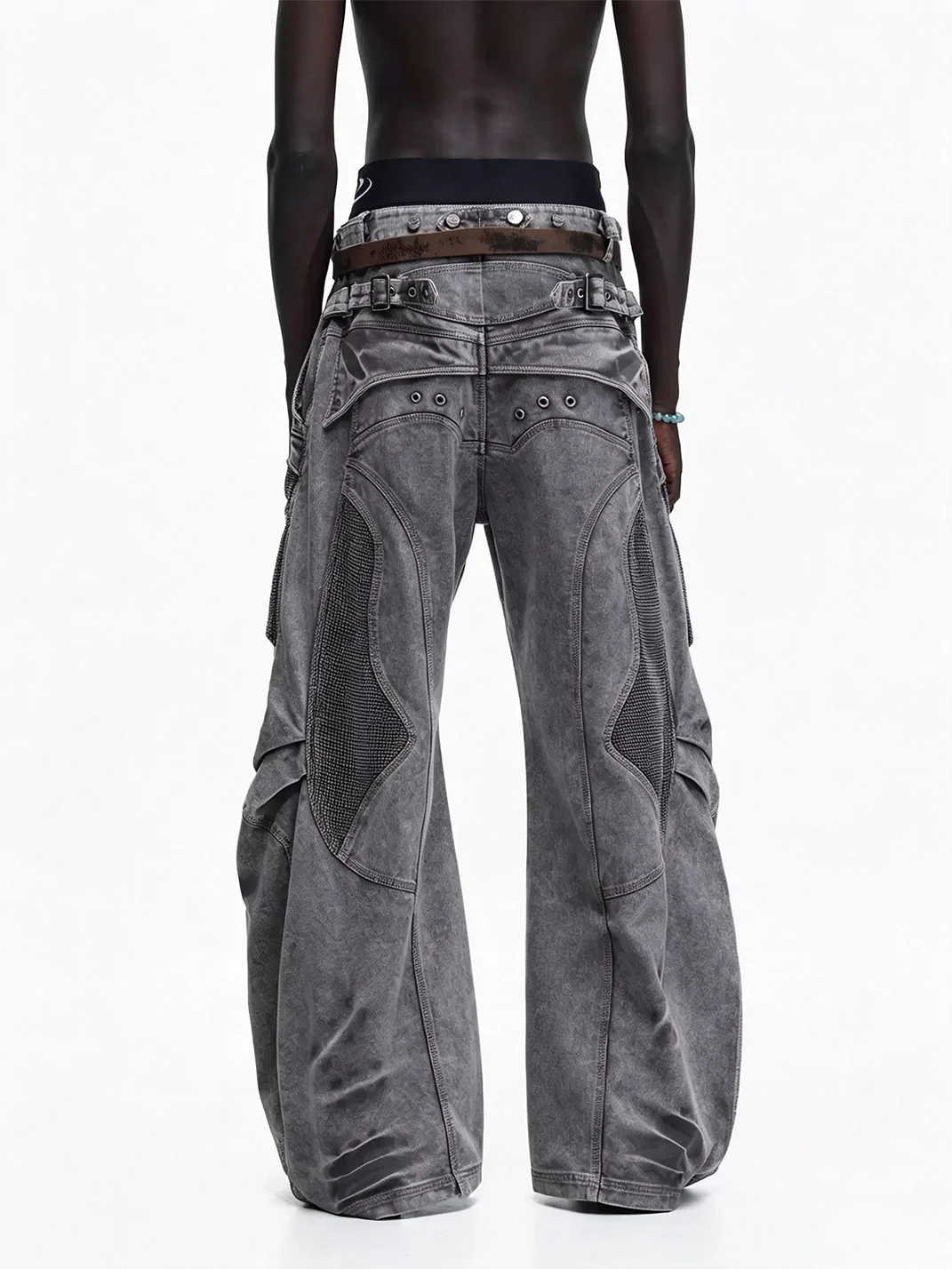PERSONSOUL | Double-Waist Wide-Leg Cargo Pants