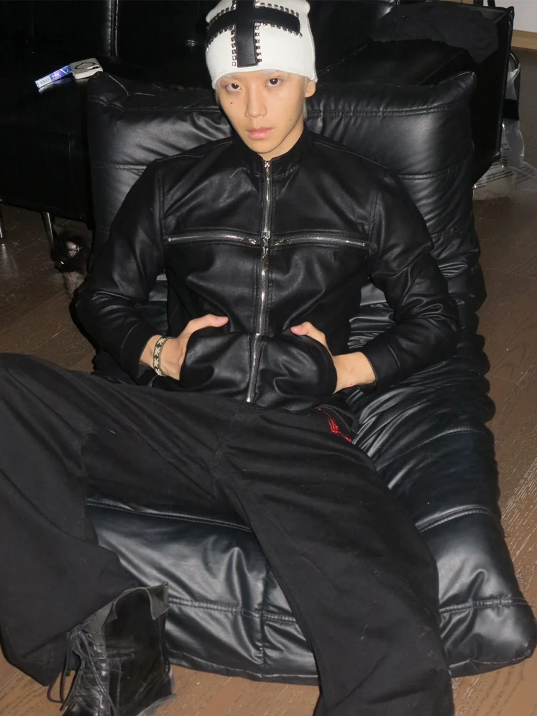 Dream Band | Slim Fit Stand Collar PU Leather Jacket