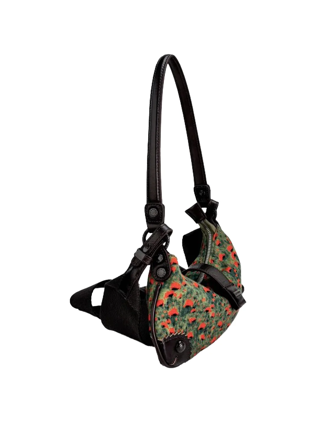 SpicyCapSoul | Patterned Knit Leather Crescent Shoulder Bag