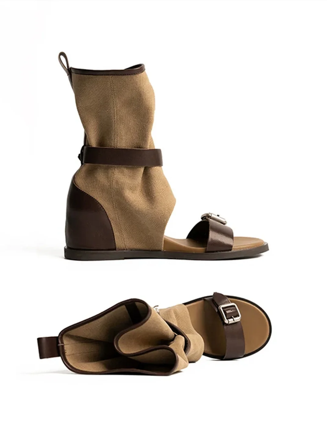 ZHUDAGE | Retro Open-Toe Slouch Sandal Boots