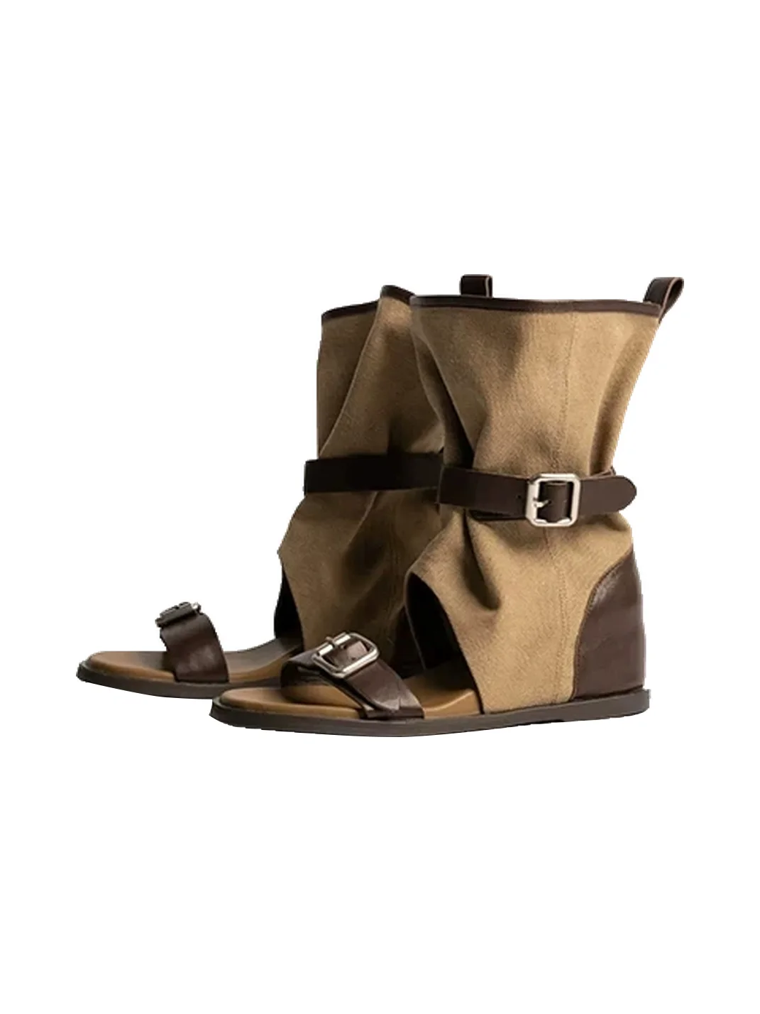 ZHUDAGE | Retro Open-Toe Slouch Sandal Boots