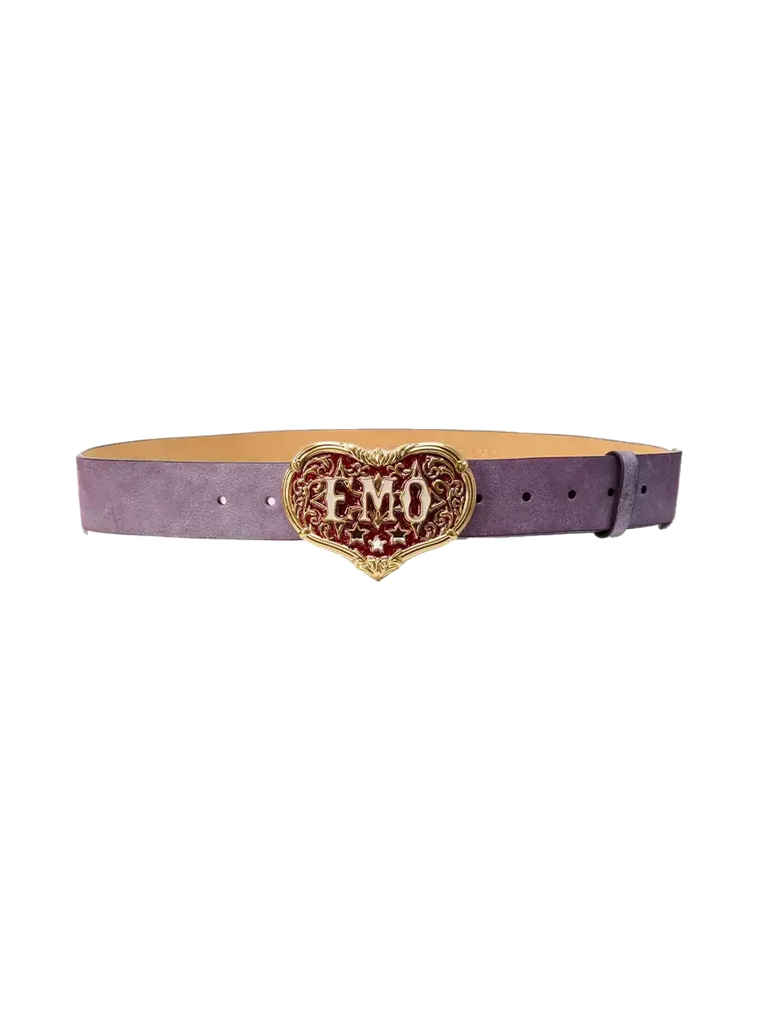 EMOBROTHER | Heart Buckle Textured Cowhide Belt