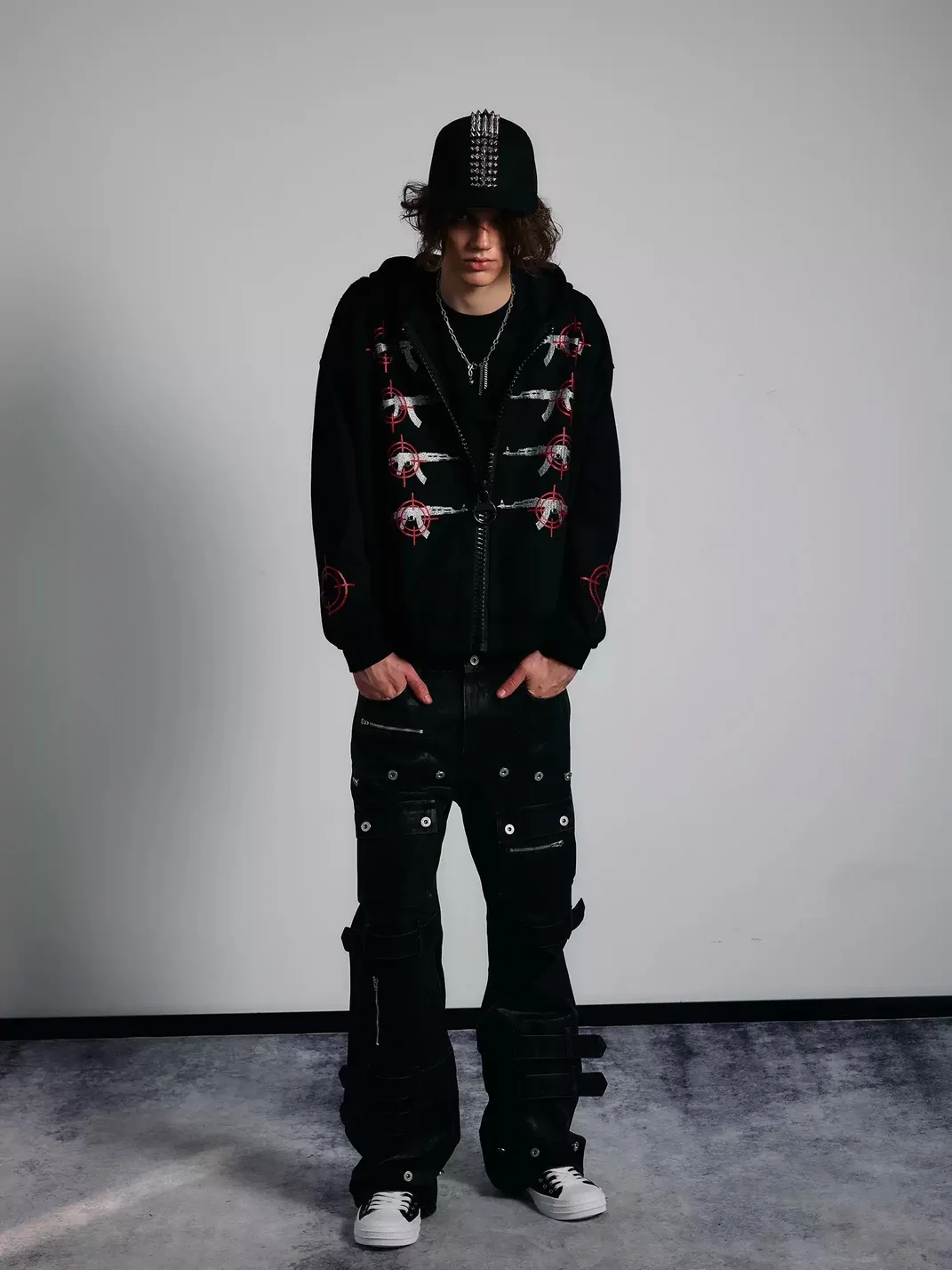 PAIKI | Punk Gun Graphic Zip-Up Hoodie