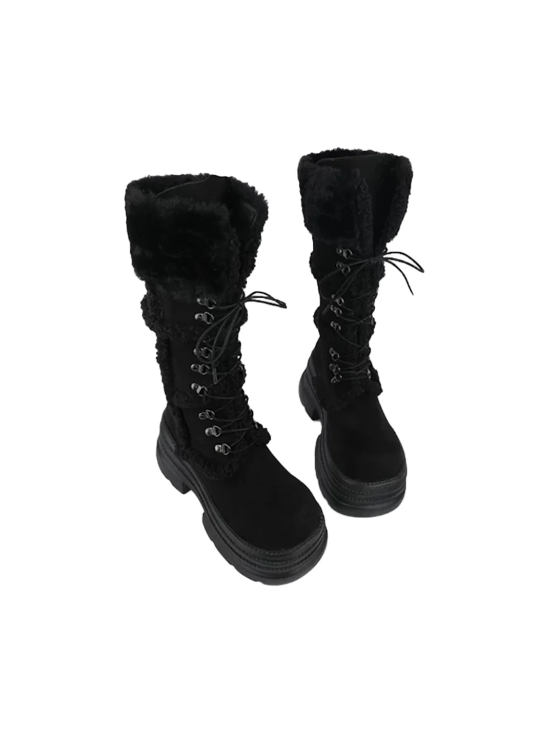 Puppet show | Plush Trim Lace-Up Platform Boots