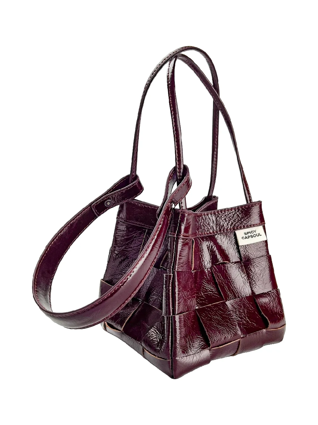 SpicyCapSoul | Handwoven Denim Leather Basket Shoulder Bag