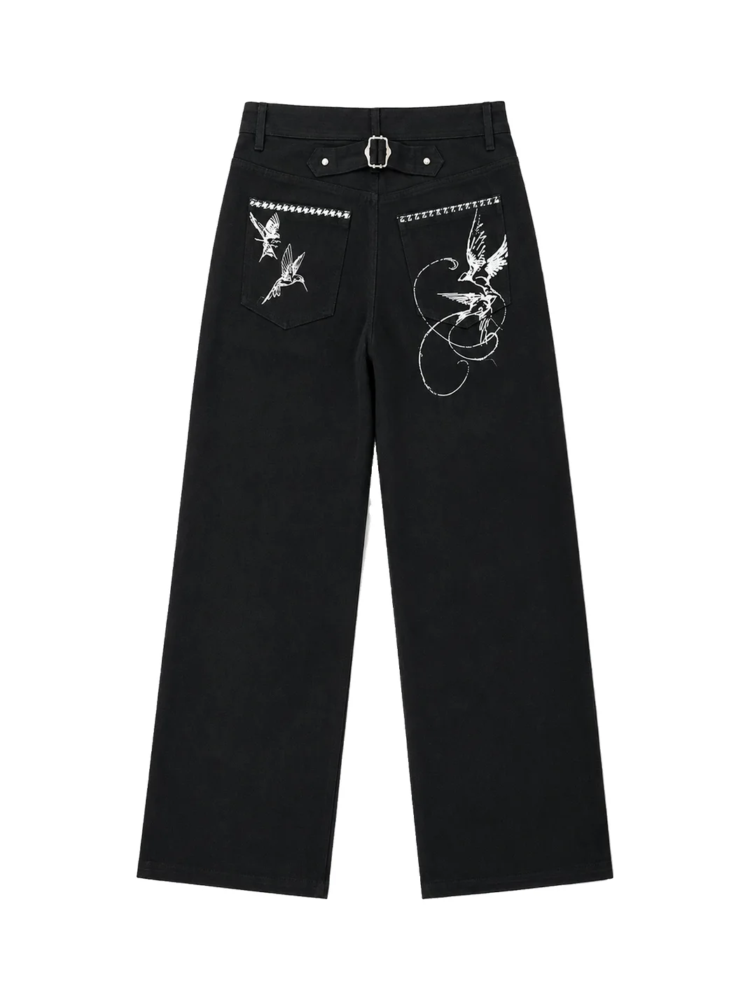 PAIKI | Houndstooth Panel Multi-Pocket Straight Jeans