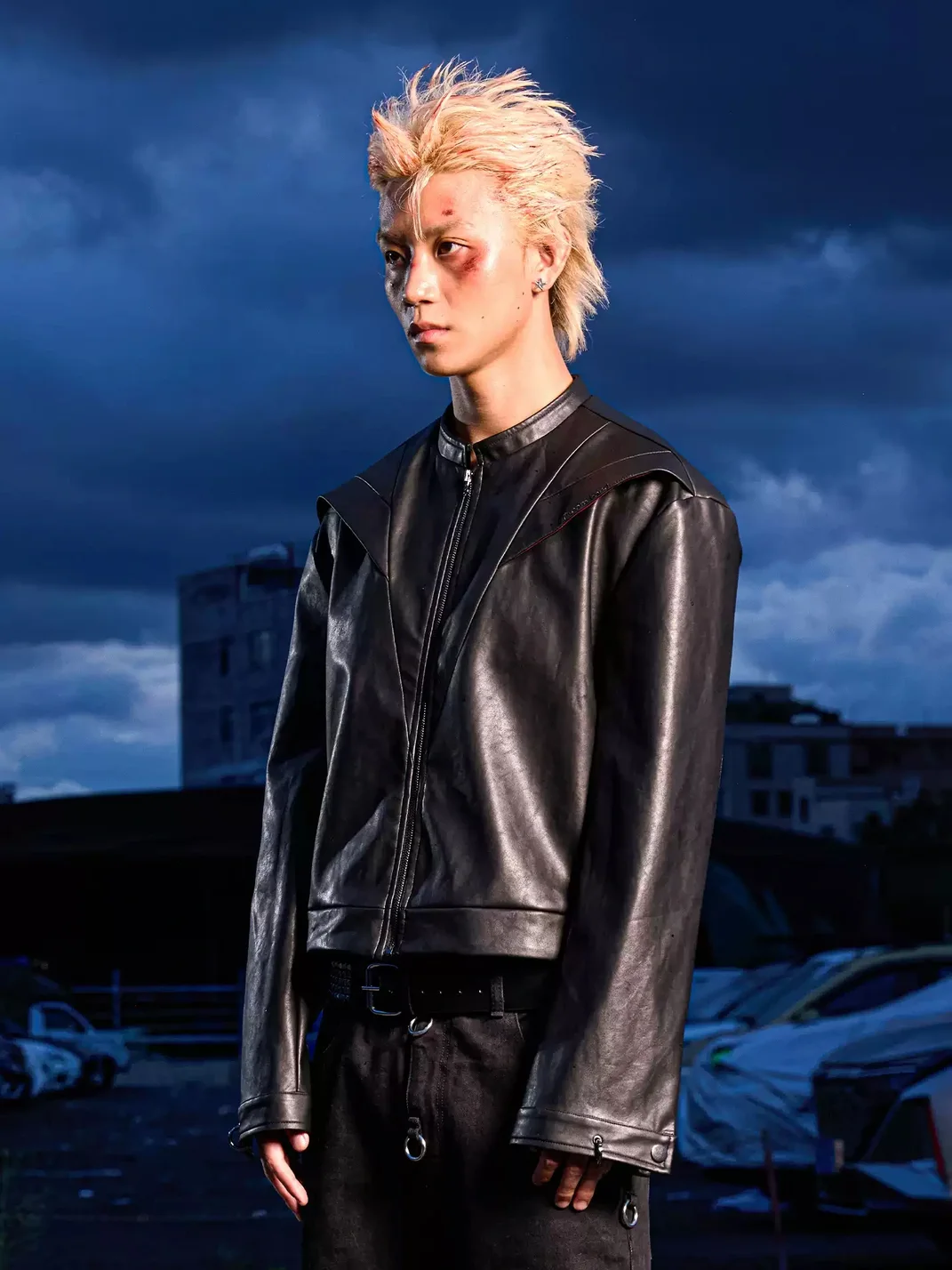 Dream Band | Cropped Black PU Leather Moto Jacket