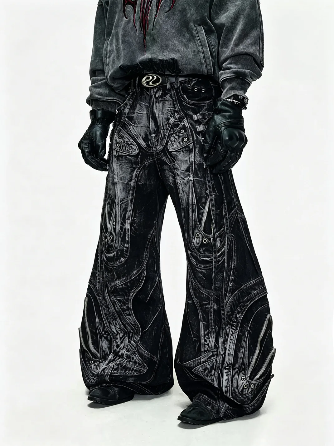 PERSONSOUL | Alien Distressed Wide-Leg Flare Jeans