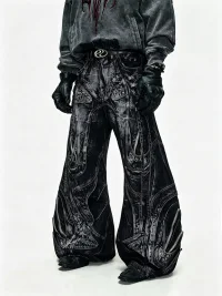 PERSONSOUL | Alien Distressed Wide-Leg Flare Jeans