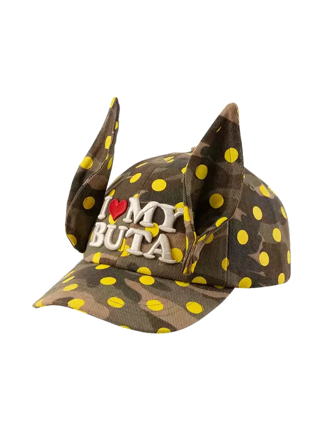 TWINBUTA | Camo Polka Dot Ear Baseball Cap