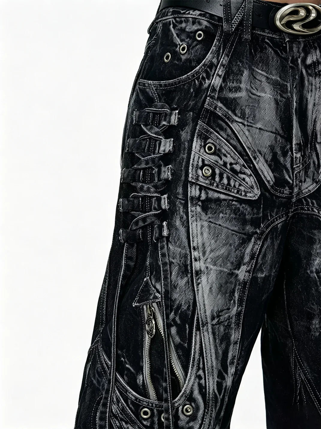 PERSONSOUL | Alien Distressed Wide-Leg Flare Jeans