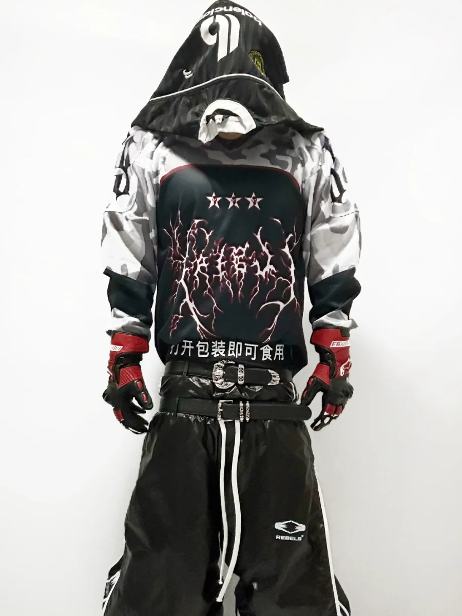 FromTheErebus | Sanskrit Print Camouflage Long Sleeve Hockey Jersey - 3