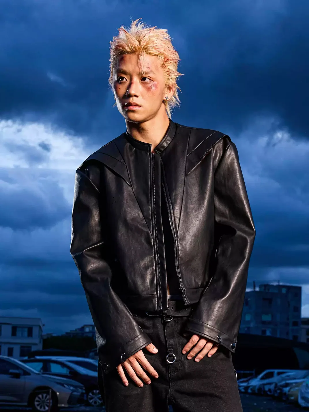 Dream Band | Cropped Black PU Leather Moto Jacket