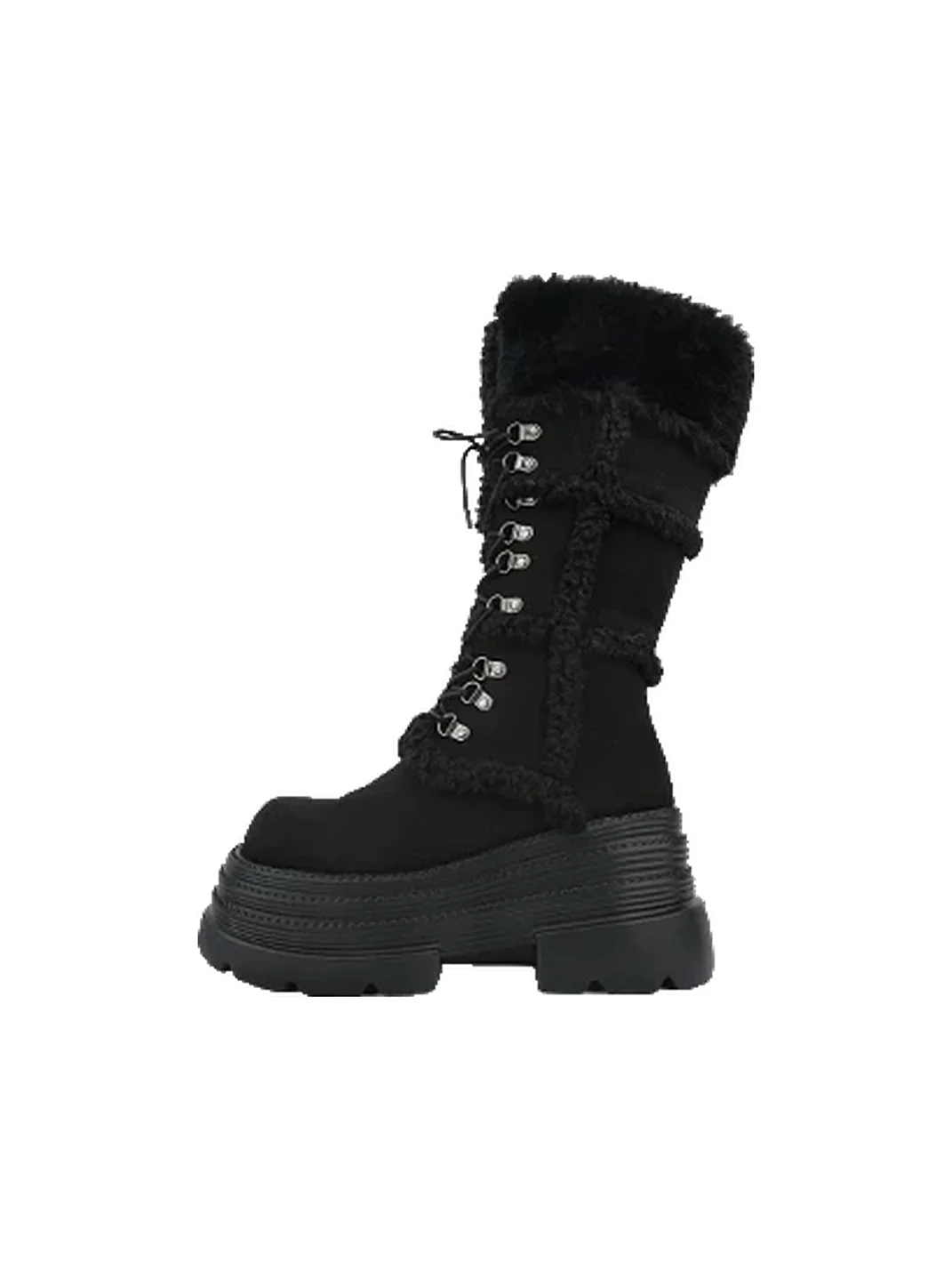 Puppet show | Plush Trim Lace-Up Platform Boots