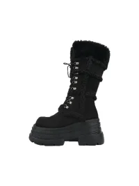 Puppet show | Plush Trim Lace-Up Platform Boots