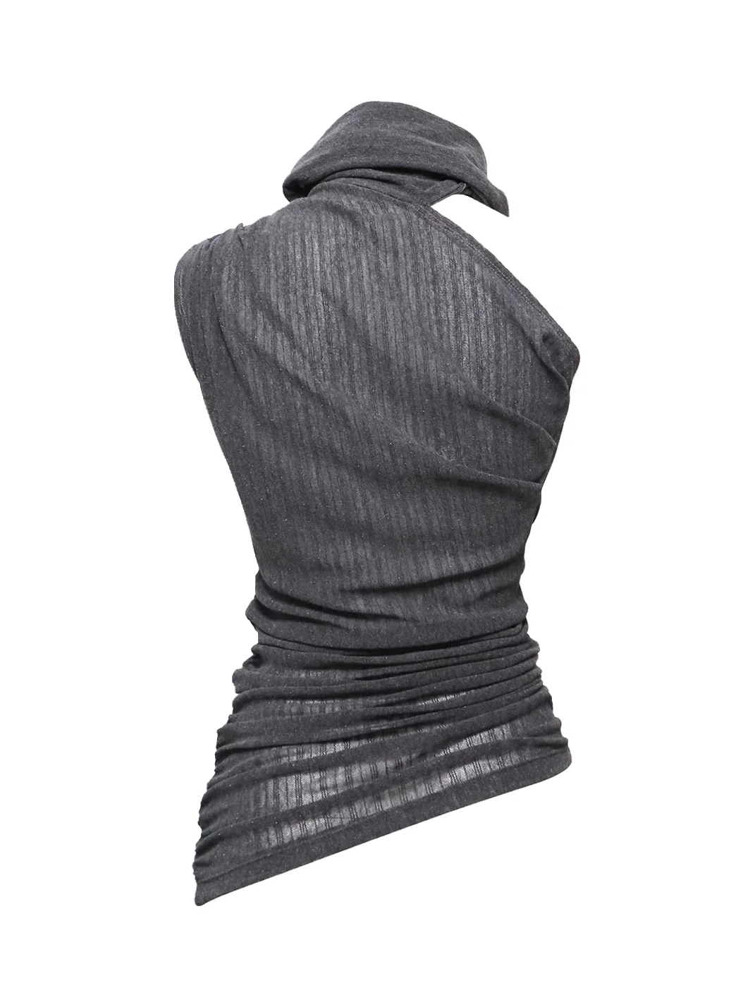 Flowers birds Market | Asymmetric High Neck Ruched Knit Tank Top