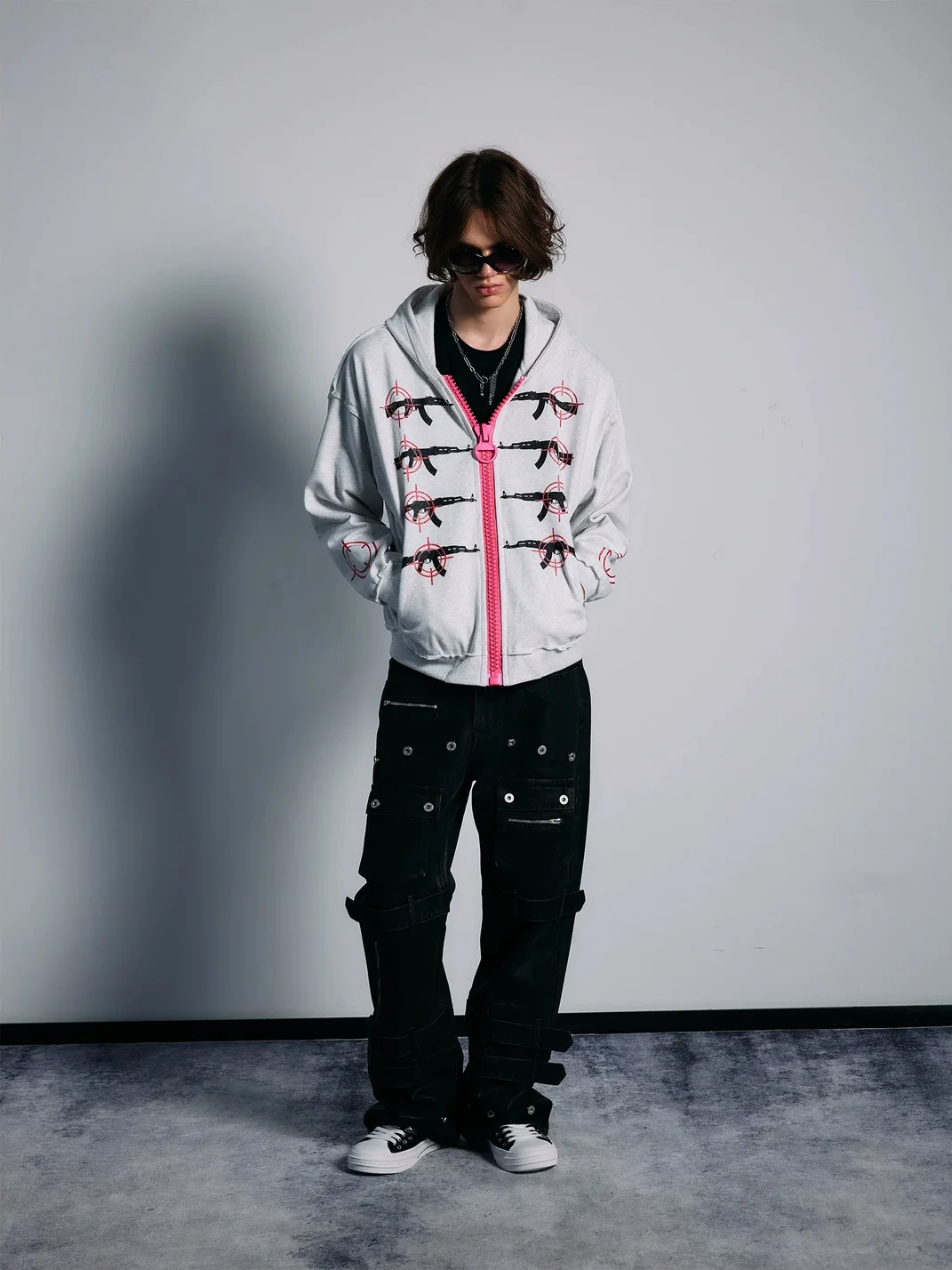 PAIKI | Punk Gun Graphic Zip-Up Hoodie