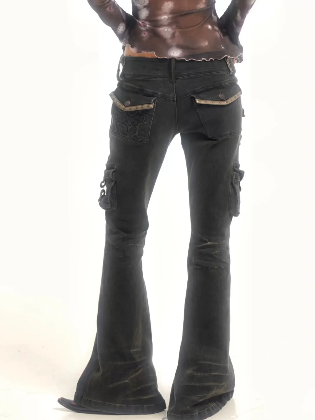 Flowers birds Market | Multi-Pocket Slim Flare Jeans