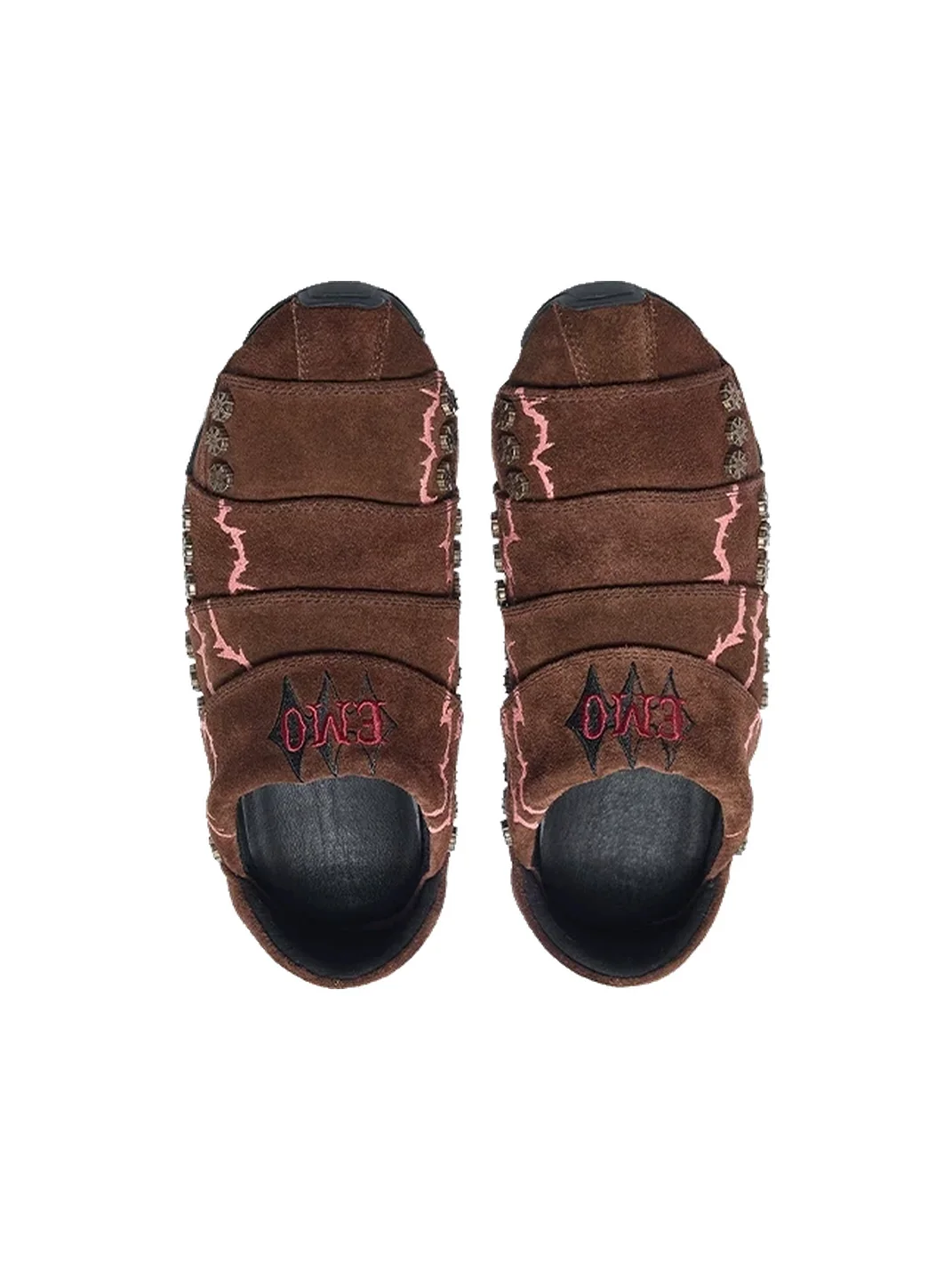 EMOBROTHER | Vintage Layered Suede Embroidered Mules