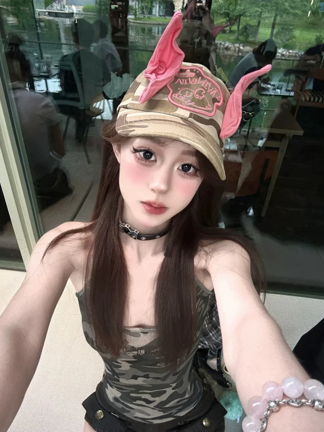 TWINBUTA | Camouflage Ear Detail Baseball Cap