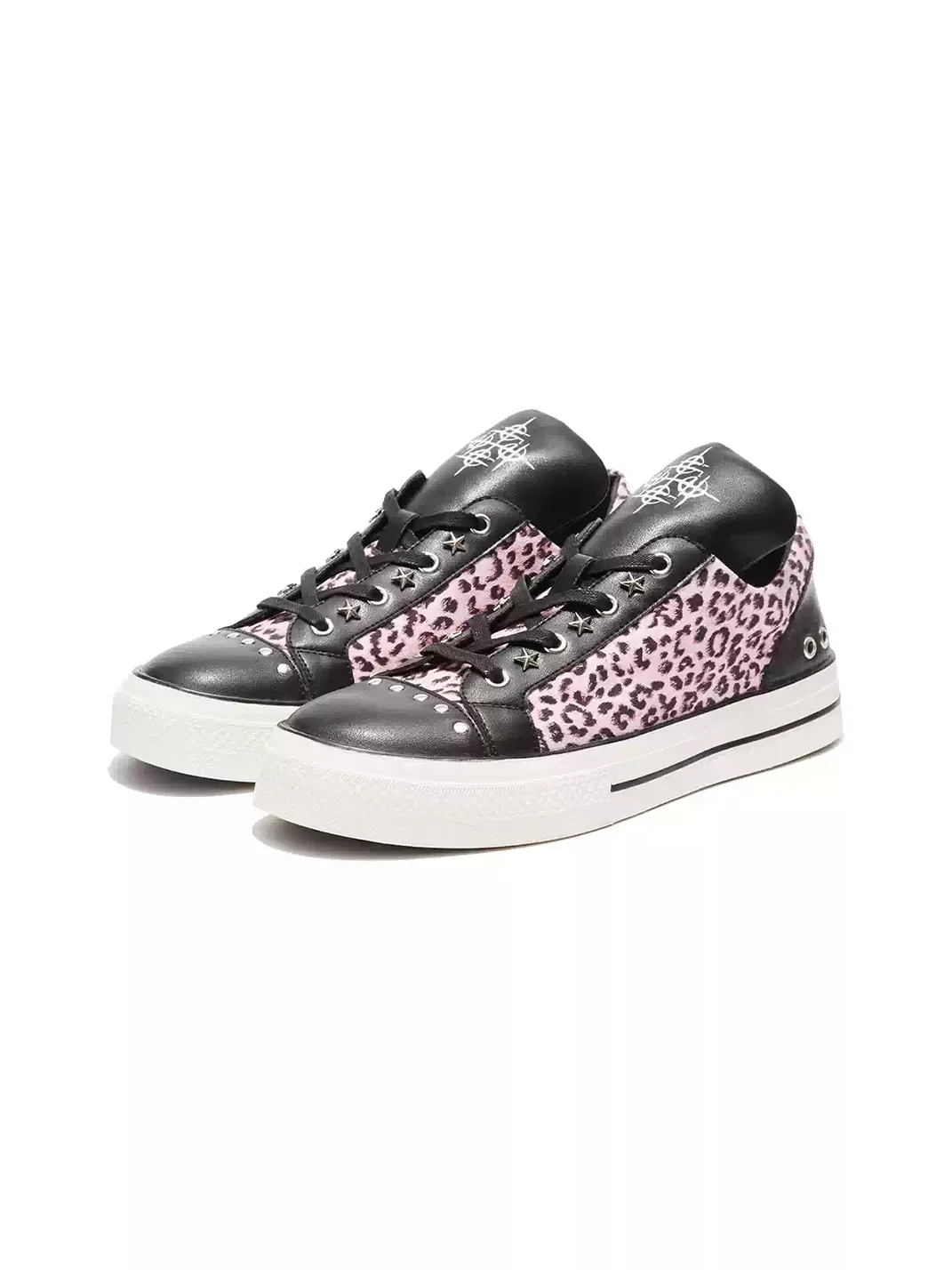DETW | Leopard Panel Studded Platform Canvas Sneakers