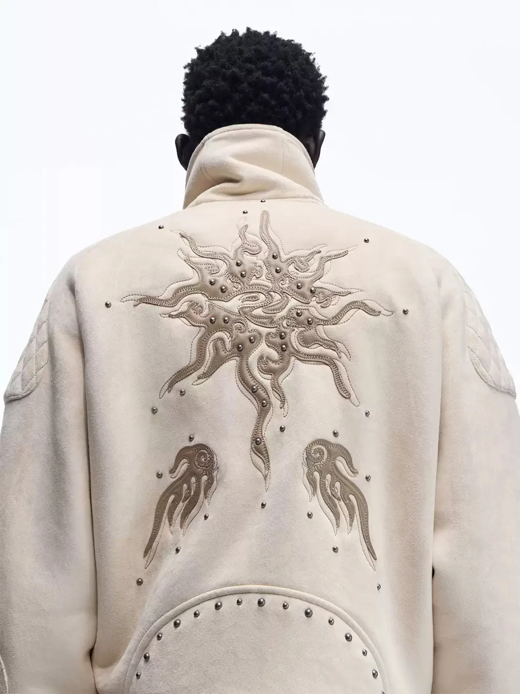 PERSONSOUL | Totem Pattern Faux Fur Lambskin Jacket