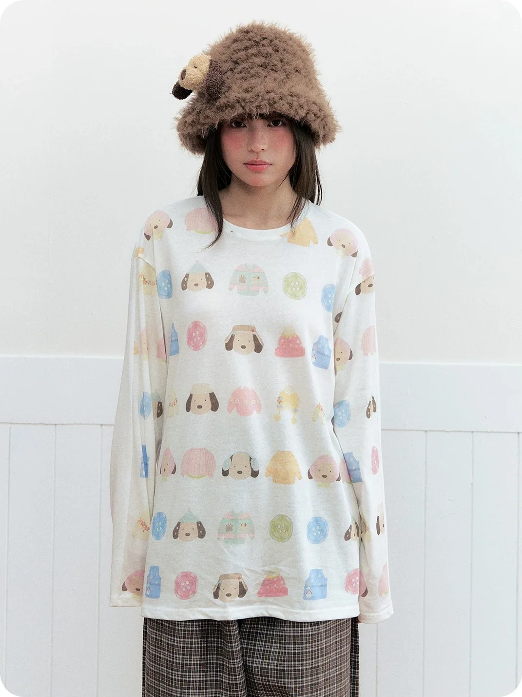 OhTODOG | Loose Dog Print Long Sleeve T-Shirt