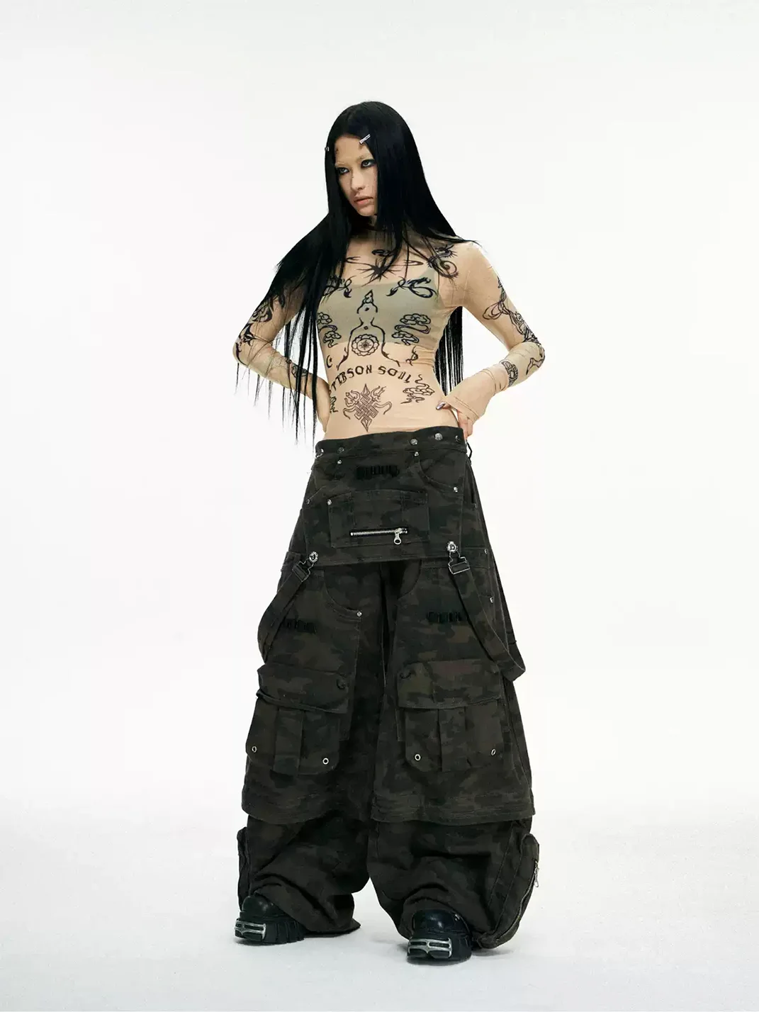 PERSONSOUL | Three-In-One Detachable Camouflage Cargo Pants