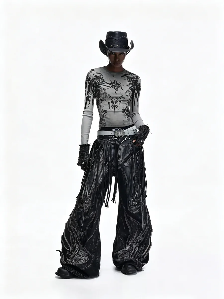 PERSONSOUL | Alien Distressed Wide-Leg Flare Jeans - 4