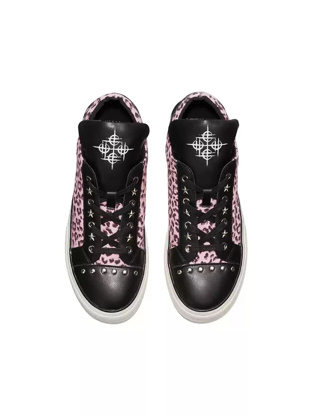 DETW | Leopard Panel Studded Platform Canvas Sneakers