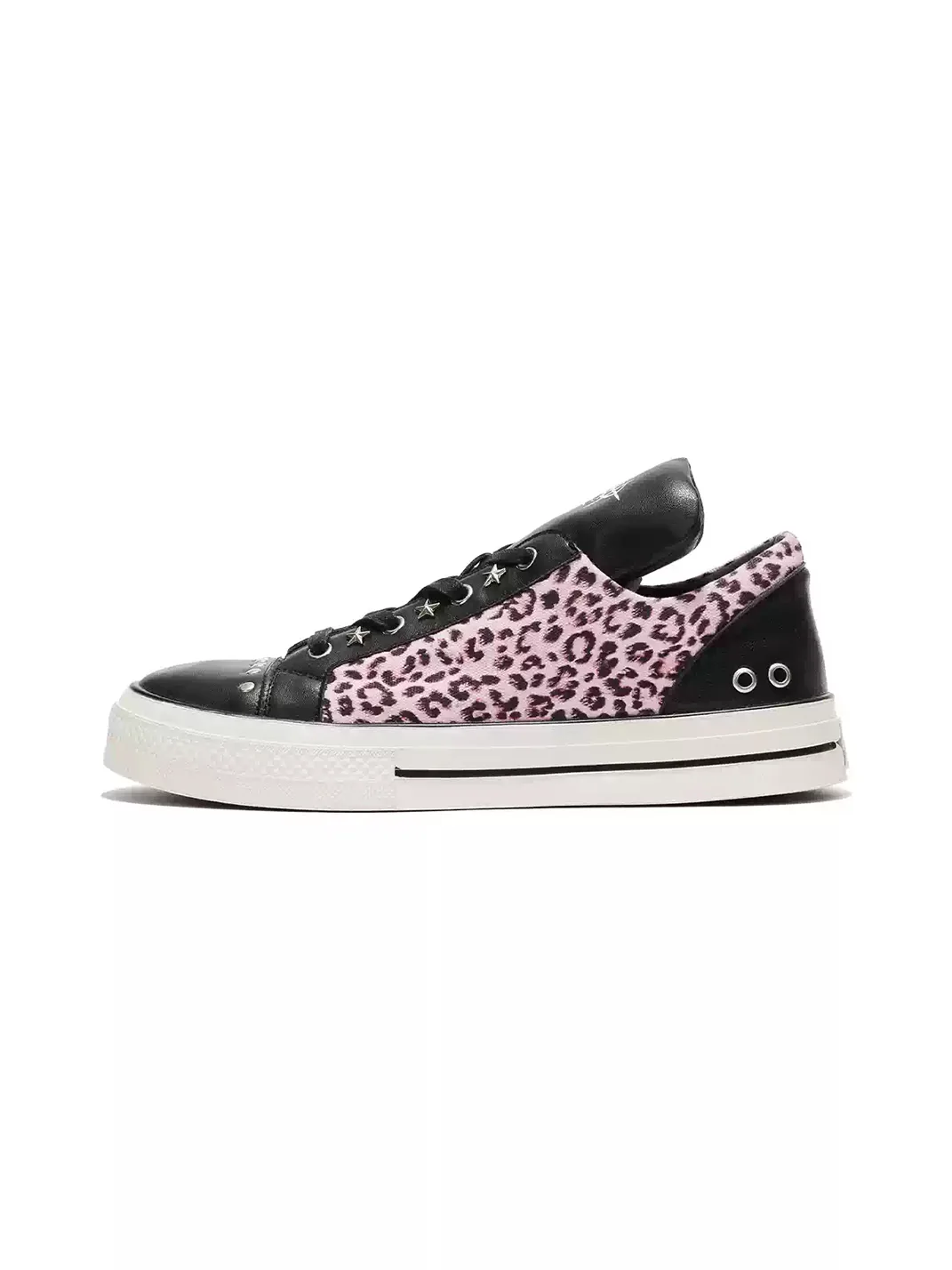 DETW | Leopard Panel Studded Platform Canvas Sneakers