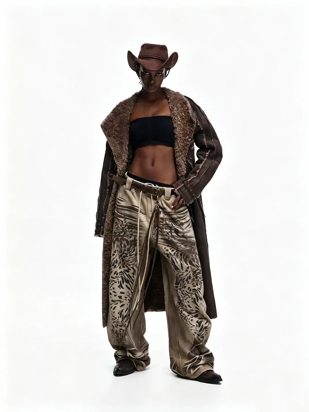 PERSONSOUL | Distressed Tiger Stripe Print Sweatpants