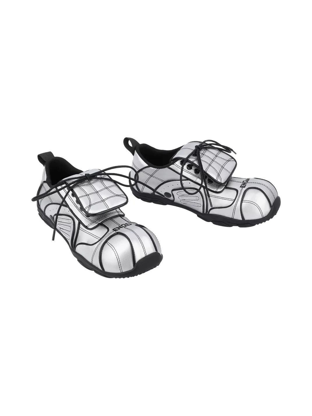 Enqo | Silver Retro Flap Casual Sneakers