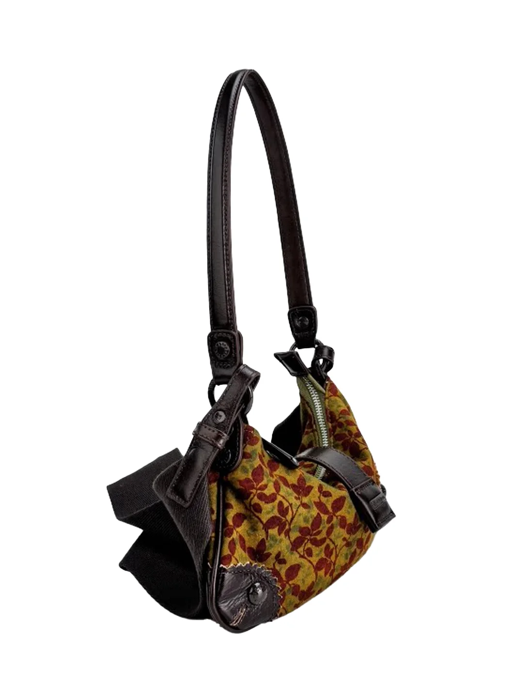 SpicyCapSoul | Patterned Knit Leather Crescent Shoulder Bag