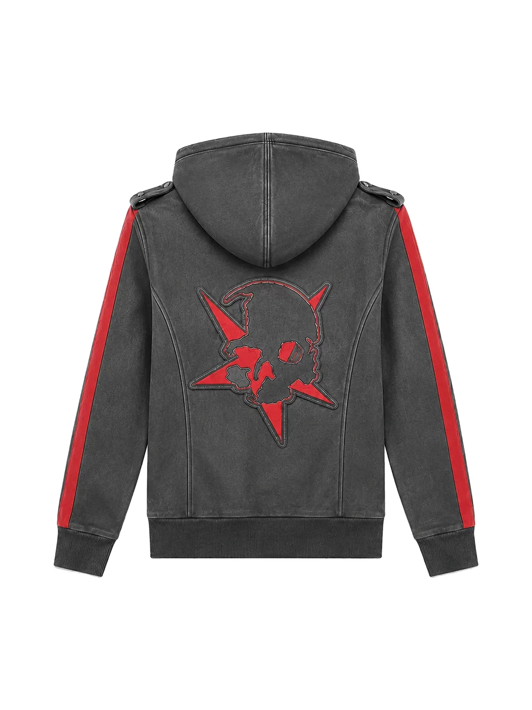 PAIKI | Studded Hooded Slim Fit Biker Jacket