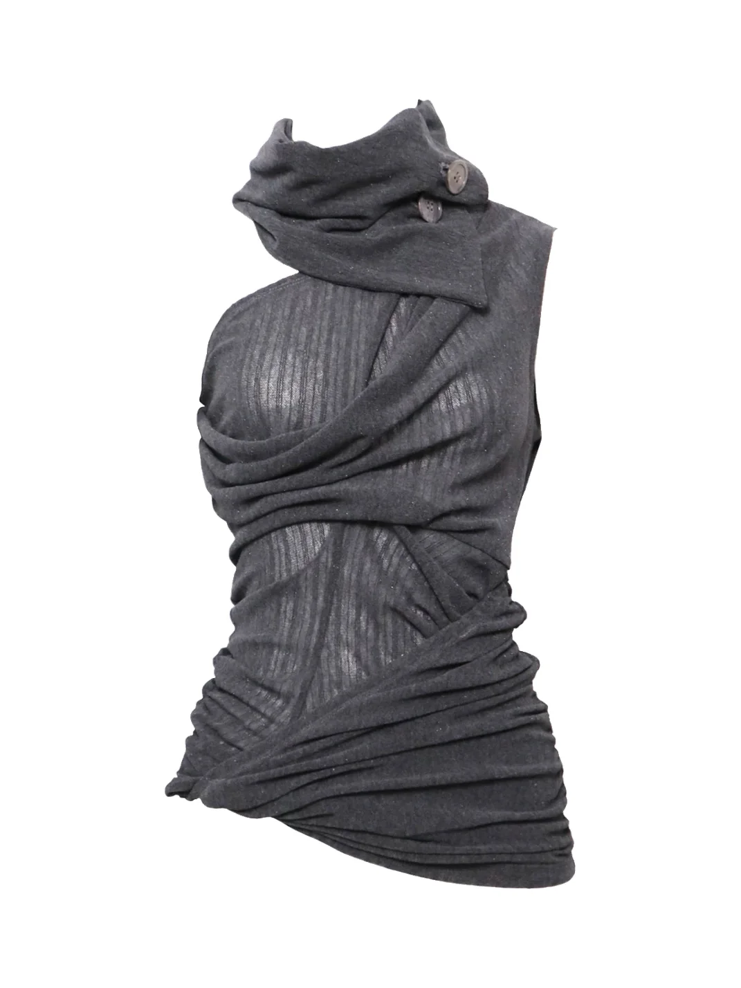 Flowers birds Market | Asymmetric High Neck Ruched Knit Tank Top