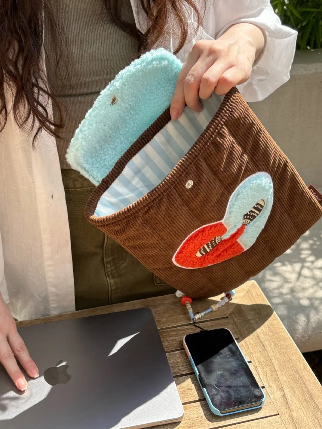 12Yotems | Corduroy Heart Applique Laptop Sleeve