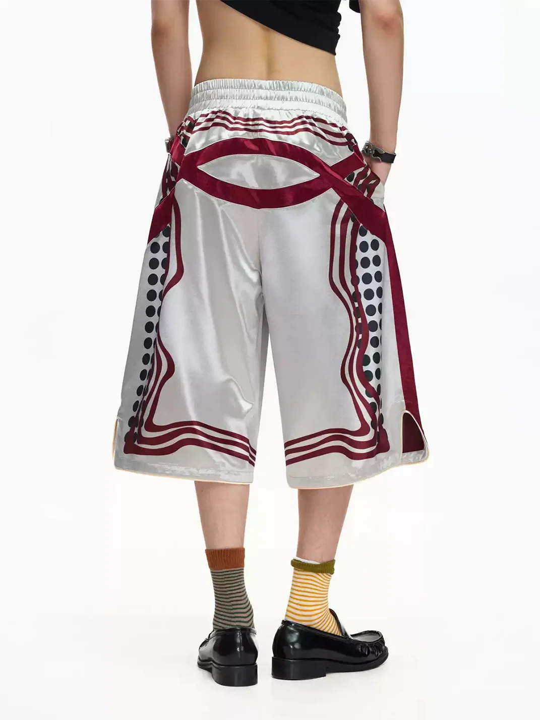 EMOBROTHER | Printed Contrast Cropped Basketball Shorts